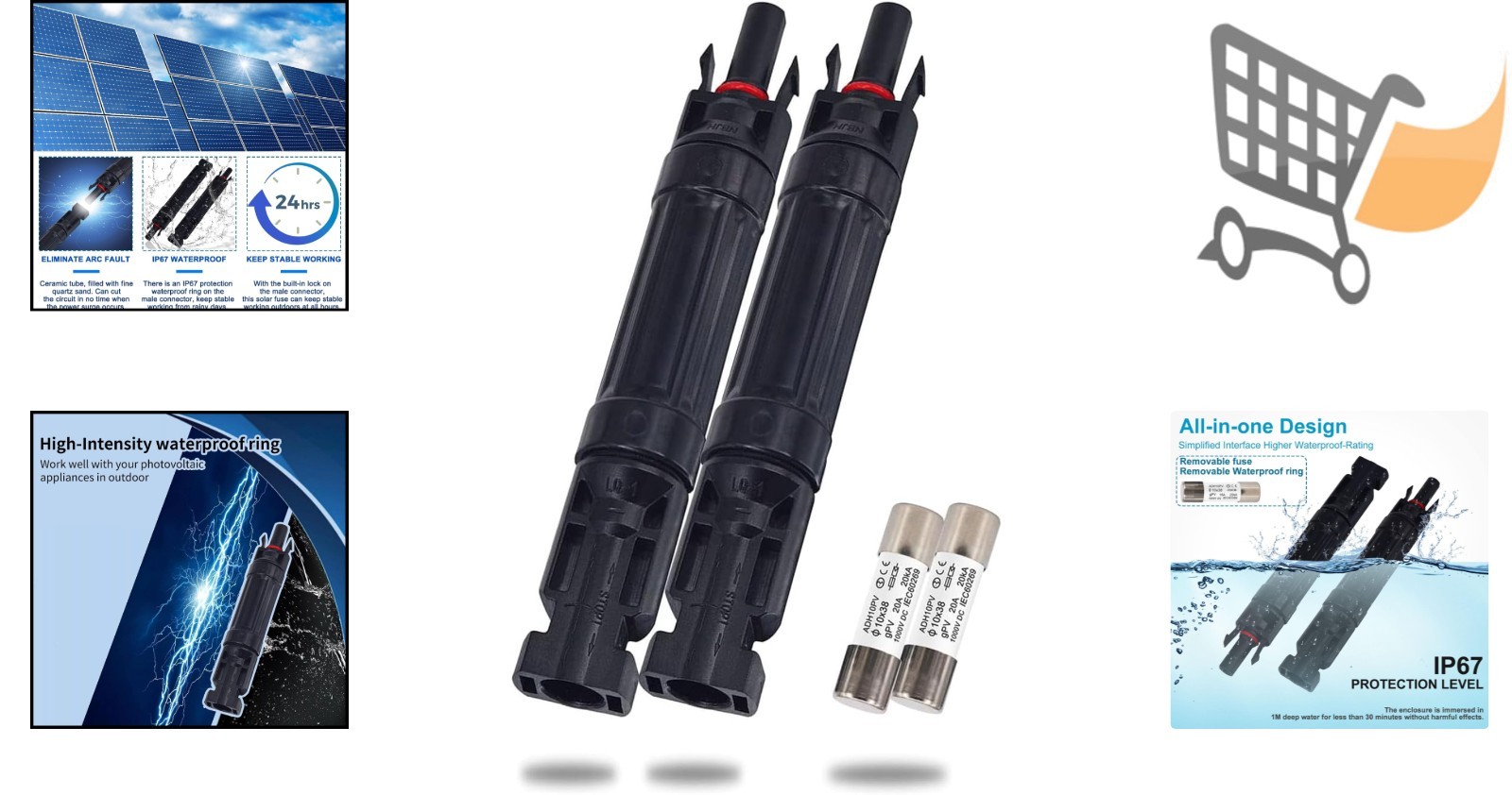 15A Waterproof Solar Fuse Holder Inline Connector for Panels & Controllers