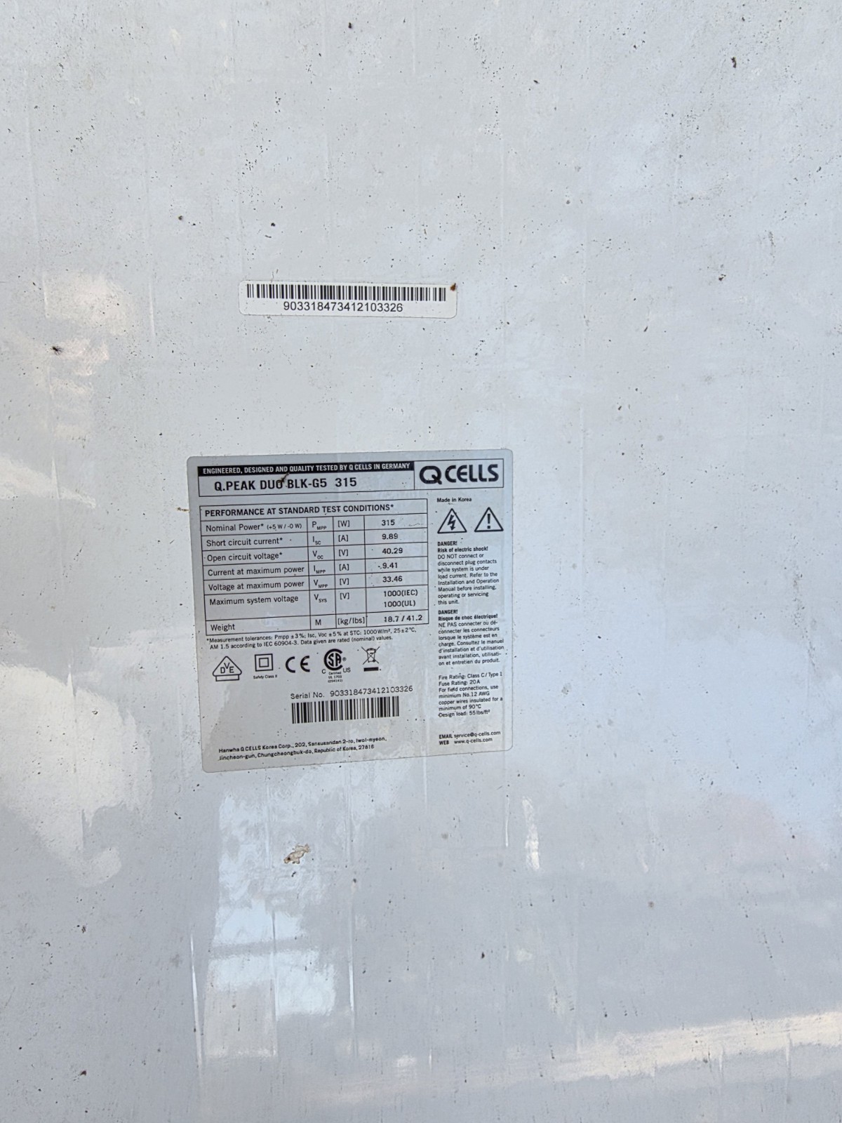 Q CELLS Q.PEAK DUO BLK-G5 315W Monocrystalline Black Solar Panel MC4 67.8×39.4″