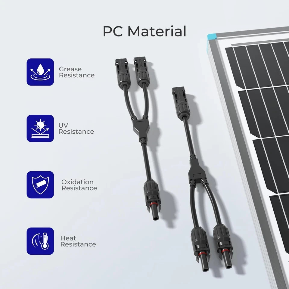 Renogy Solar Connectors Parallel Y Branch MMF FFM 1 Pair Solar Panel Wire for