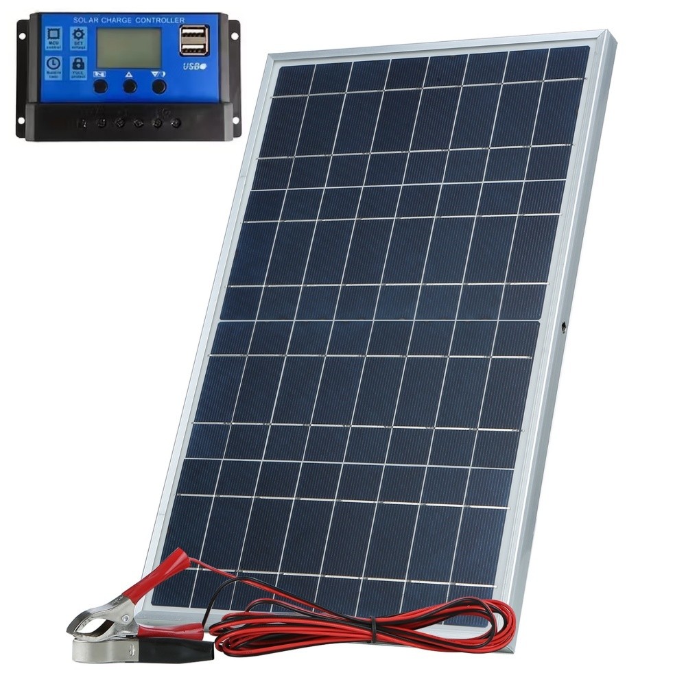 2 Set 20W Solar Panel Kit 100A 12V Battery Charger w/ Controller Caravan Boat RV