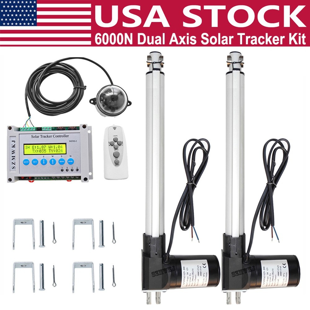 Dual Axis Solar Panel Tracking Tracker-6000N/1320LBS 16″ DC 12V Linear Actuators