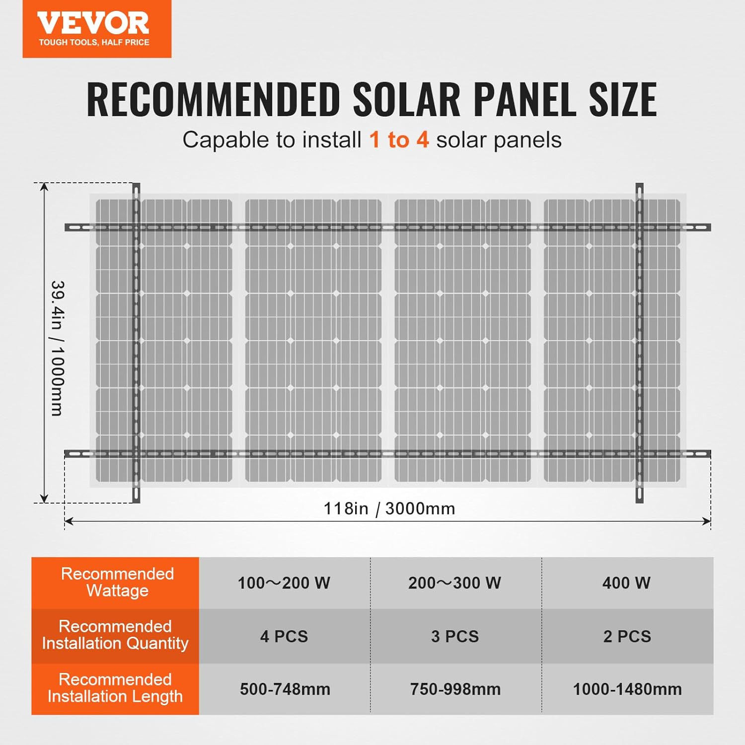 VEVOR Solar Panel Mounting Brackets, 30-60 Adjustable Multi-Piece Brackets for 1
