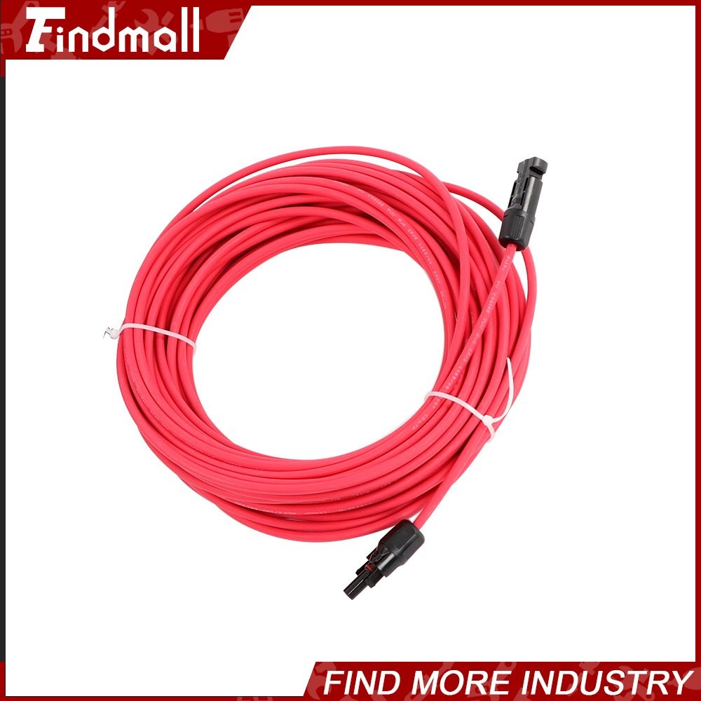 Findmall Red+Black W/ M4 Connector Solar Panel Wire Cable Weatherproof 20M 4mm²