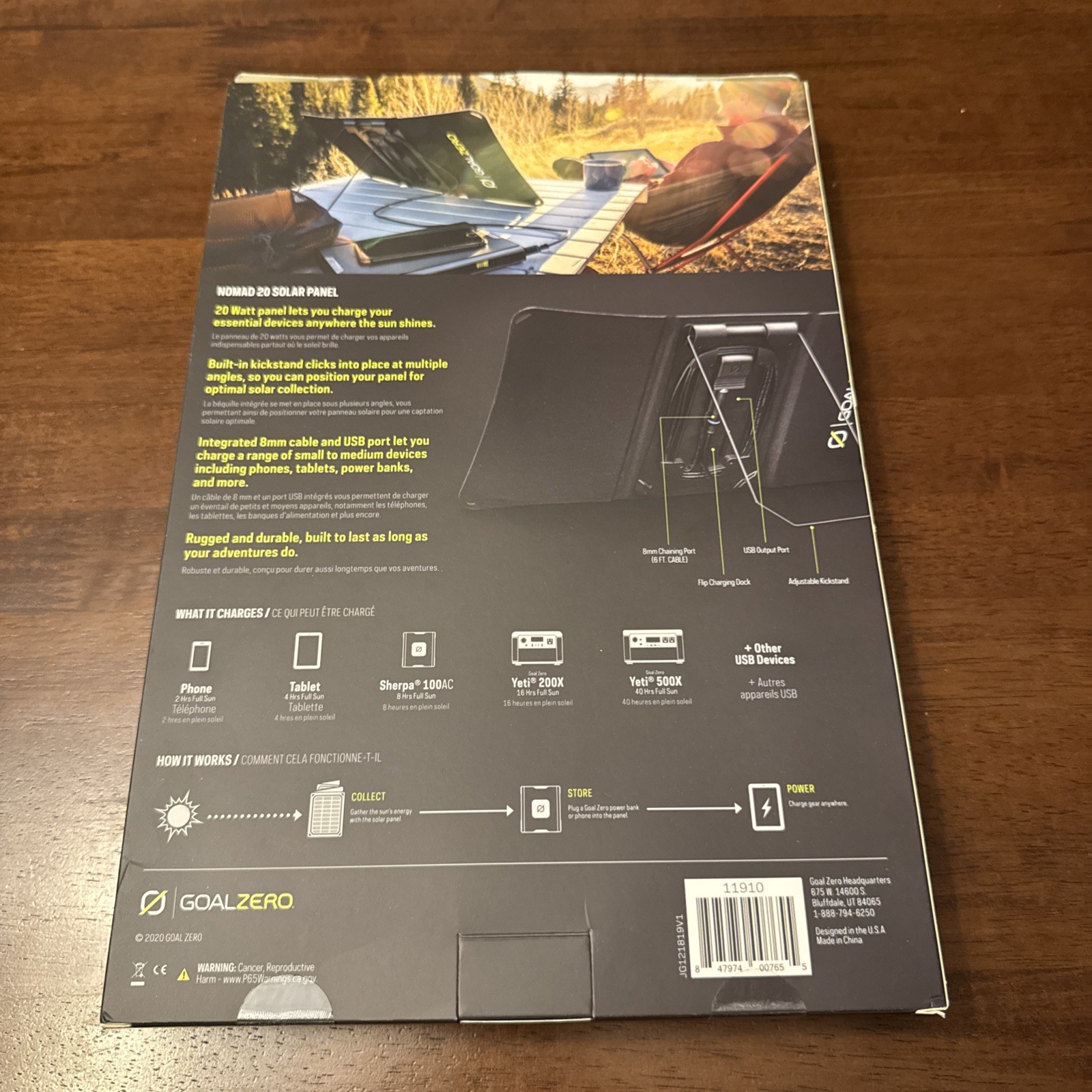 Goal Zero Nomad 20 20W Foldable Solar Panel Charger – Black (11910). NEW SEALED!