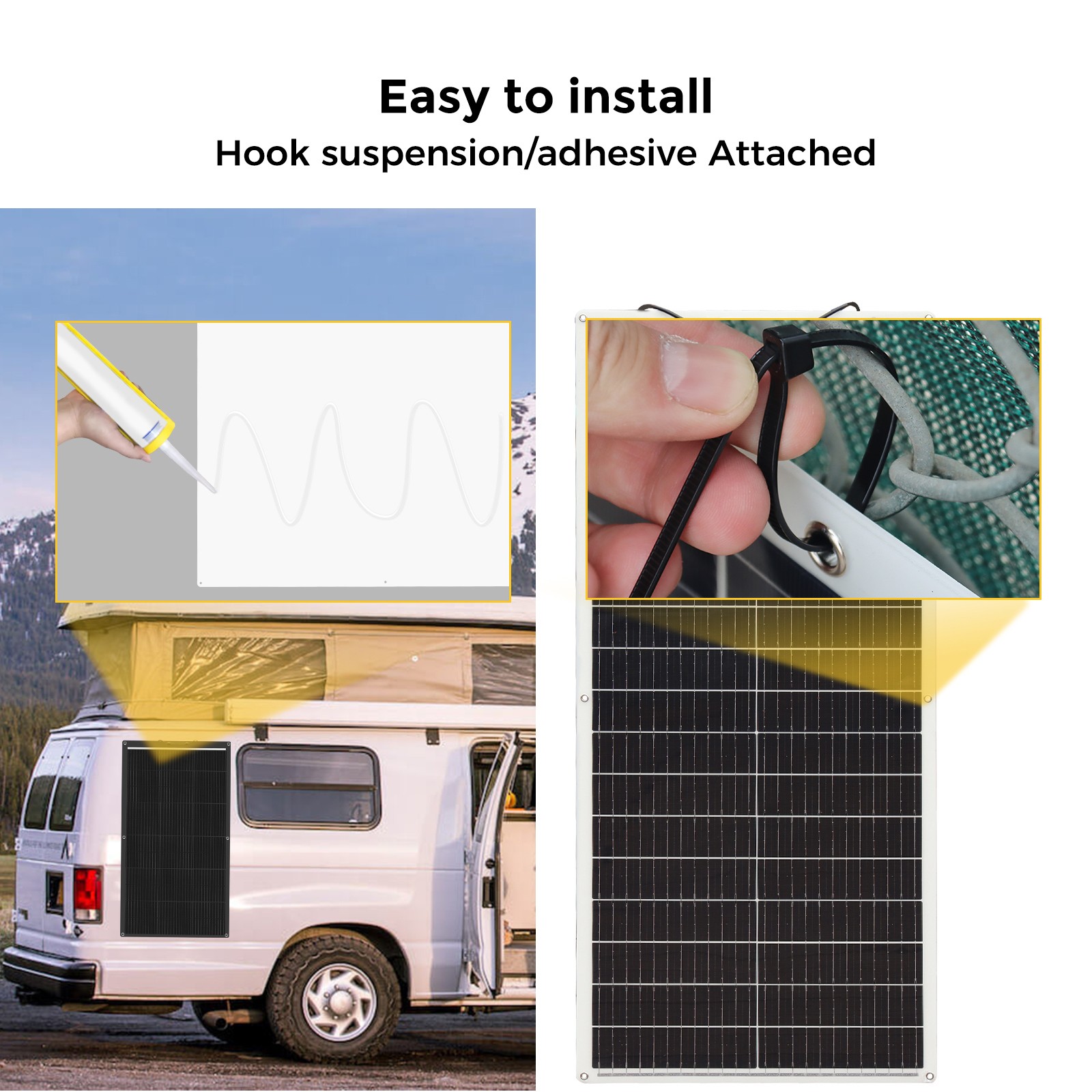 100W Flexible Solar Panel Mono Waterproof Module 12V Charging for RV Boat Camp