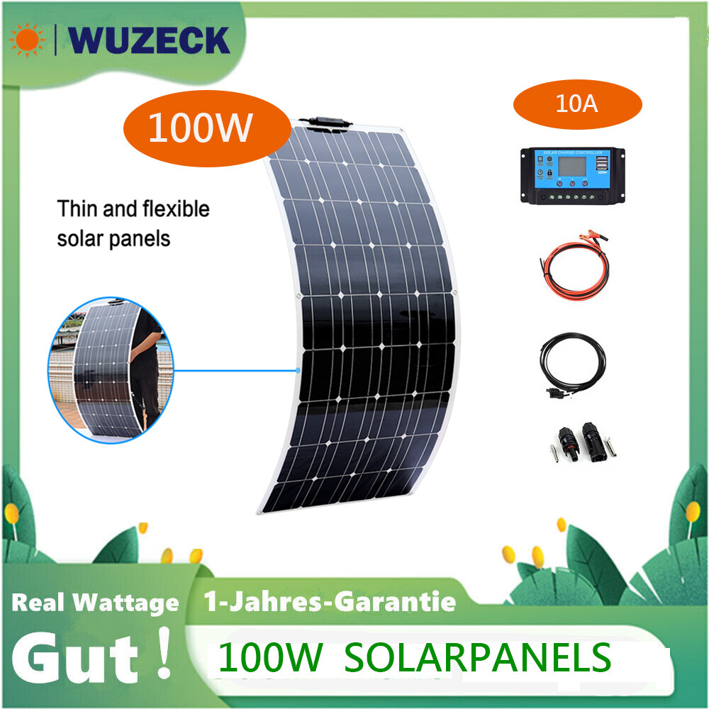 WUZECK 100W 18V Flexible Solar Panel Off Grid Module 10A Controller for RV Home