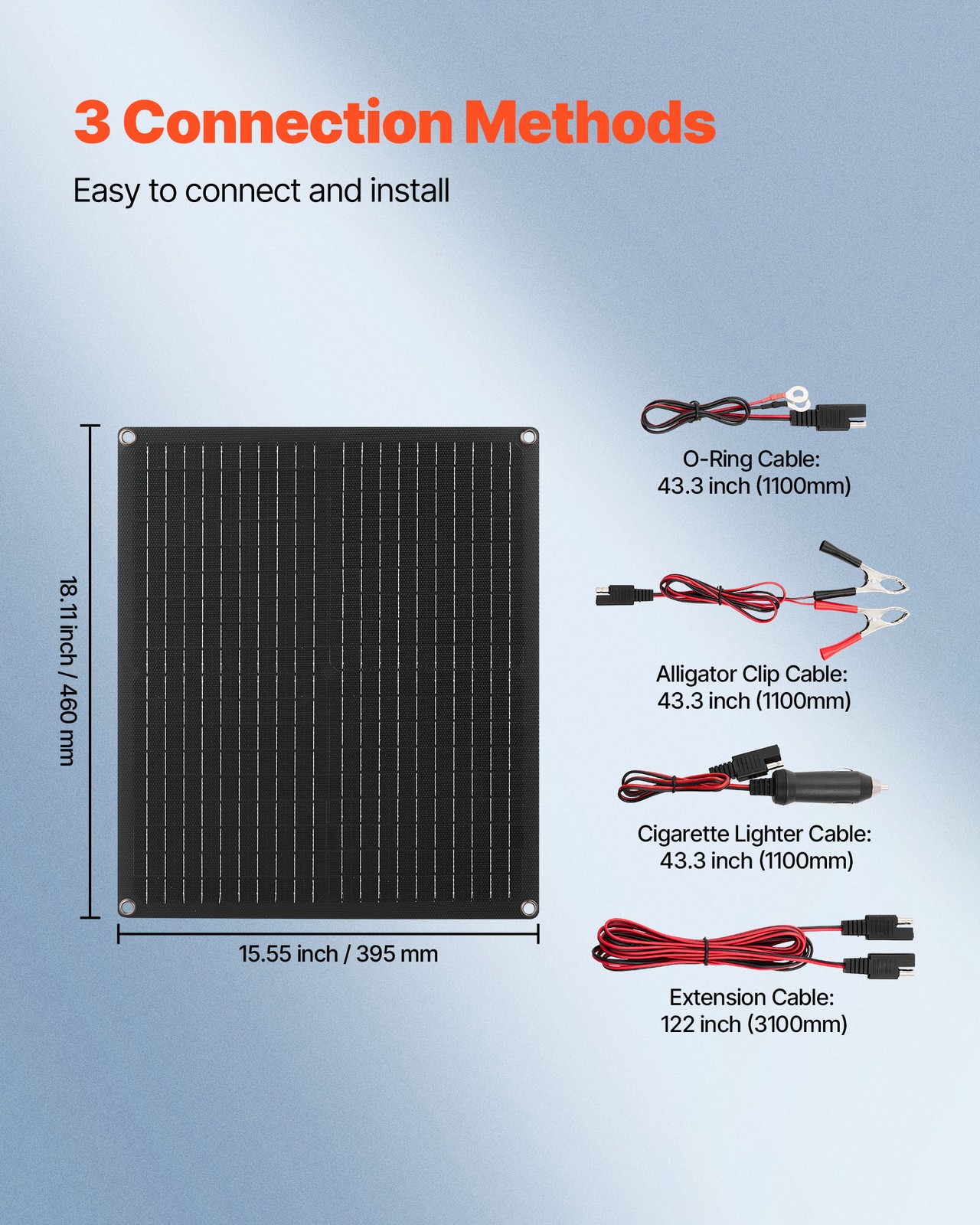 VEVOR Solar Battery Charger Maintainer 30W 12V Solar Panel Trickle Charging Kit