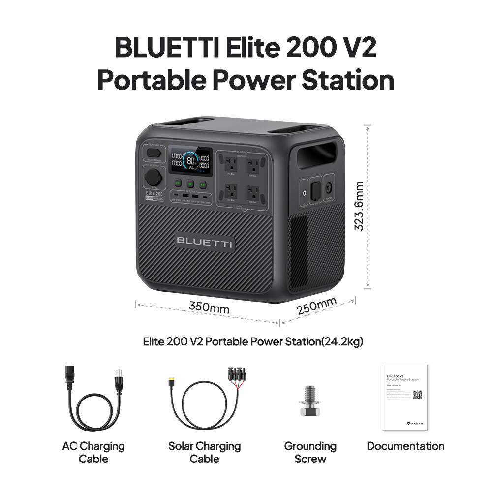 BLUETTI Elite 200V2 2600W 2073Wh Portable Power Station for RV/Road Trip/Camping