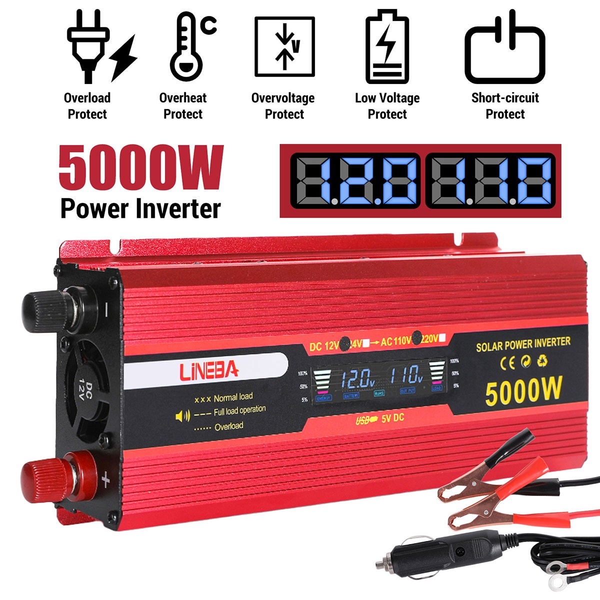 100W Mono Solar Panel Kit with 5000W Power Inverter Outdoor Solar Power Supply