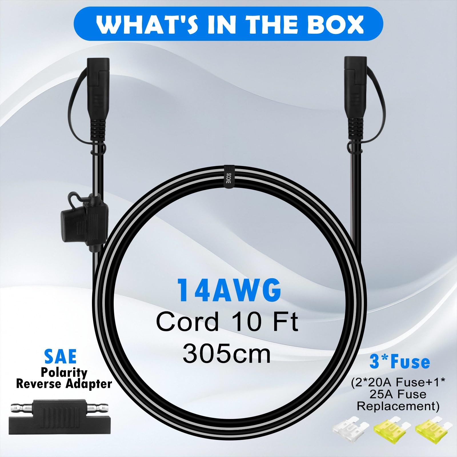 10FT 14AWG SAE to SAE Extension Cable Quick Disconnect Wire Harness SAE Conne…