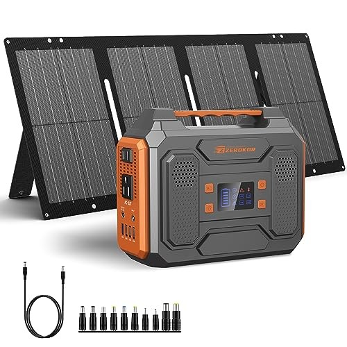 Portable Solar Generator 300W with Foldable 60W Panel Orange