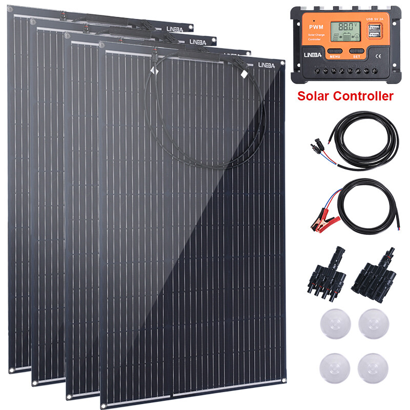 100W 200W 300W 400W Watt Solar Panel Kit Monocrystalline 12V for RV Marine Home