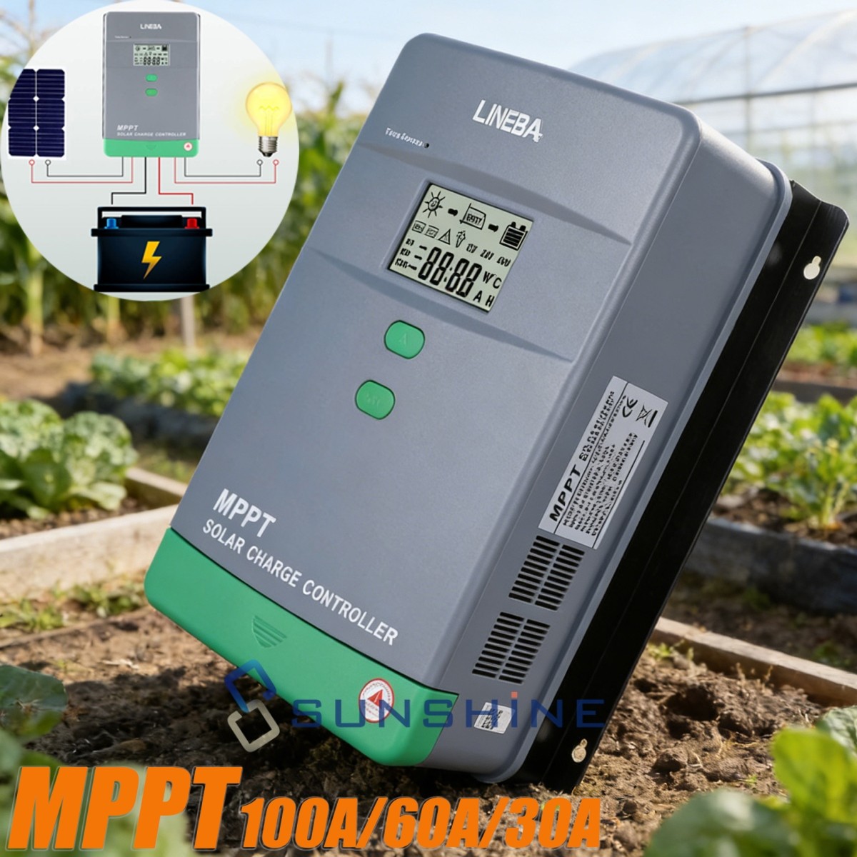 12V/24V/36/48V 50A 60A 100A MPPT Solar Charge Controller Panel Battery Regulator