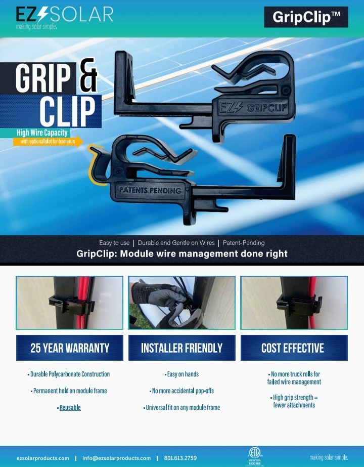 EZ Solar GripClip Intertek 5030165 UV Resistant Wiring Clips For Outdoor Use