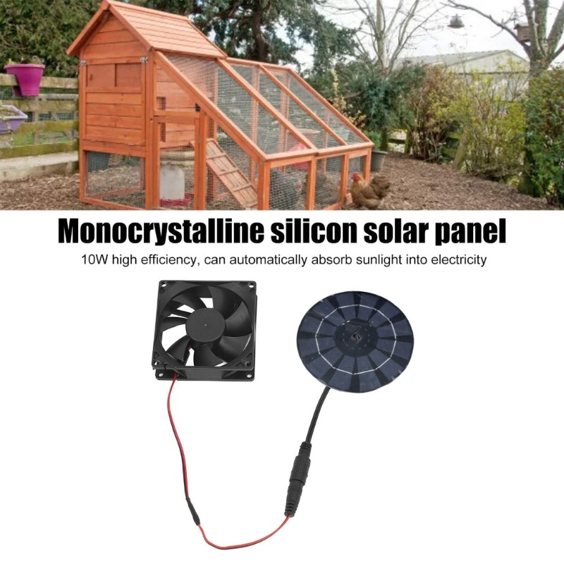 Round Solar Panel Powered Fan Waterproof Air Extractor Solar Power Controller