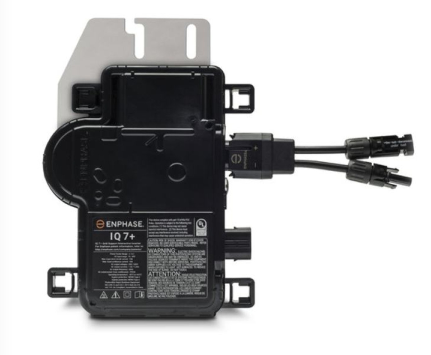 Enphase IQ7 Plus Microinverter (Model: IQ7PLUS-72-2-US) with mounting bracket