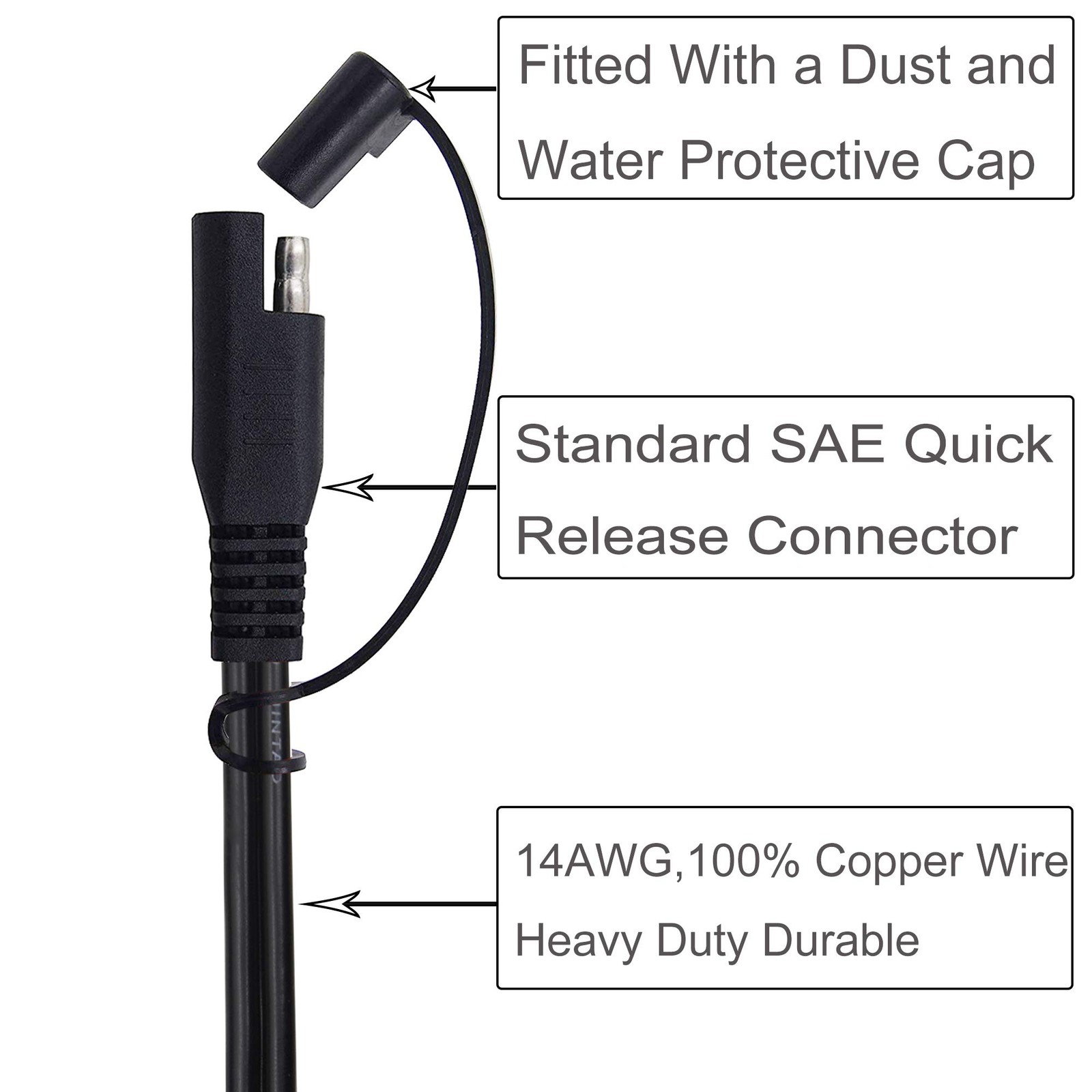 10FT 14AWG SAE to SAE Extension Cable Quick Disconnect Wire Harness SAE Conne…