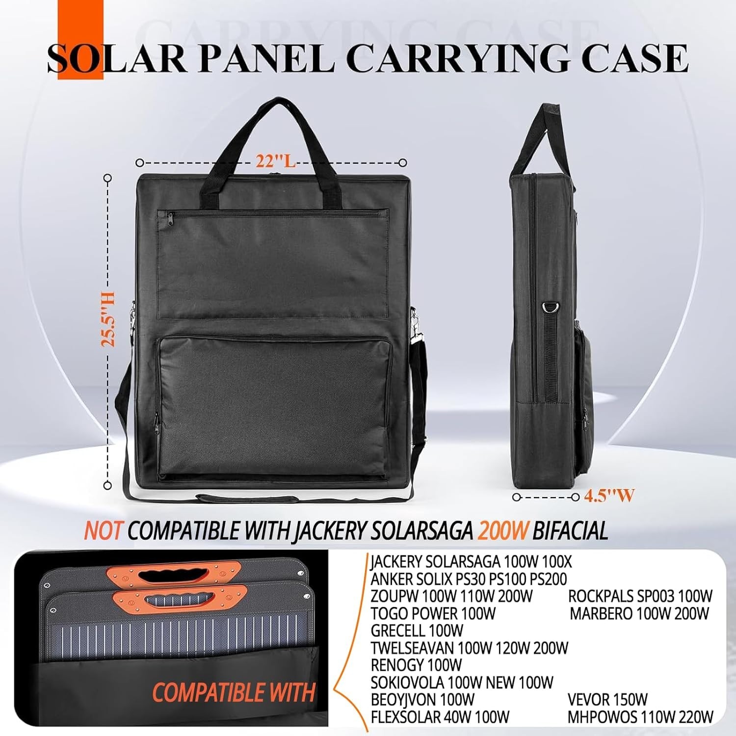 Solar Panel Carrying Case – Heavy Duty Padded Storage Bag for Jackery SolarSaga