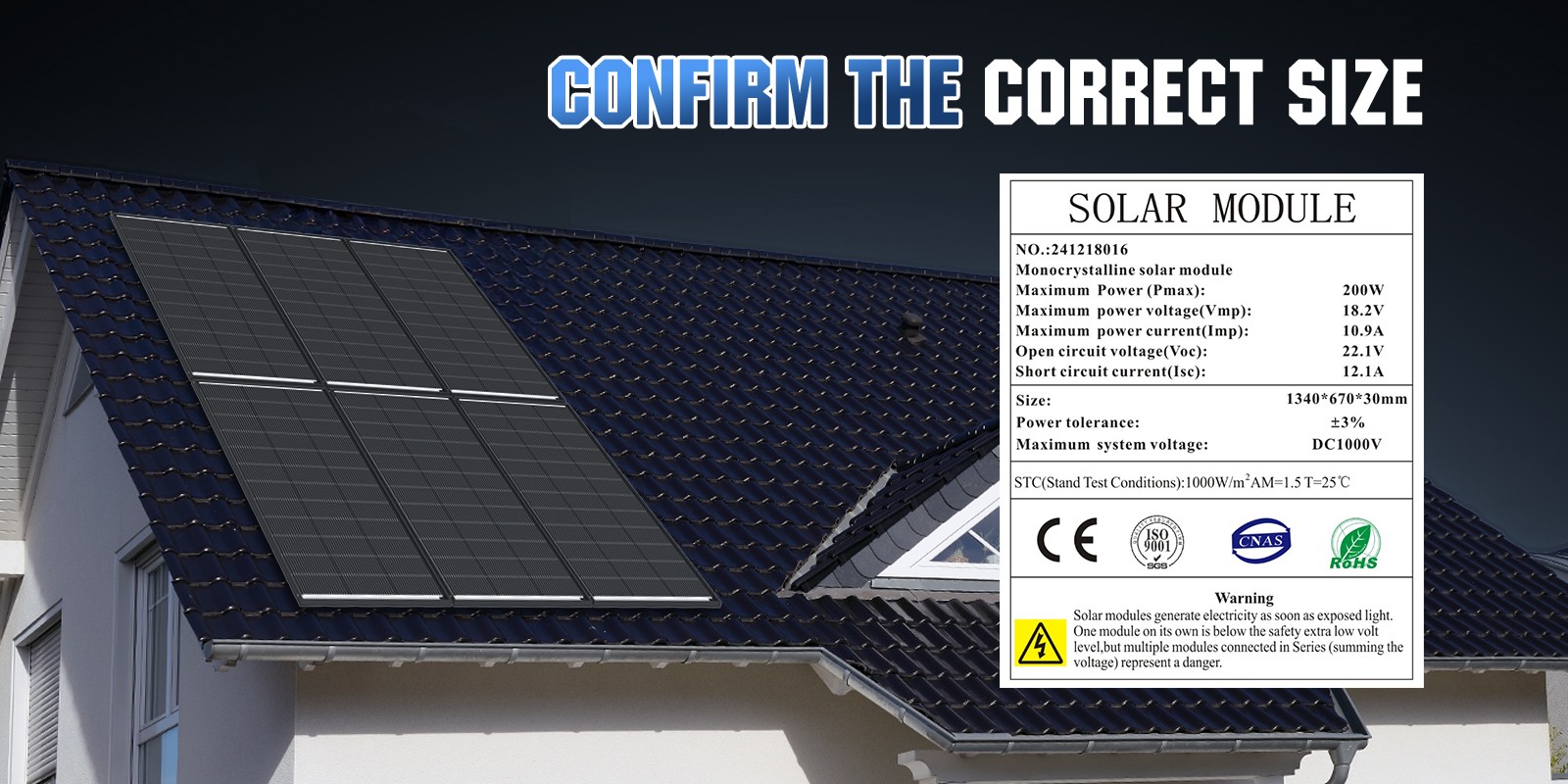 4Pack 200W（800W）N-Type 18BB Bifacial Solar Panel Mono Cell Off Grid Roof RV Boat