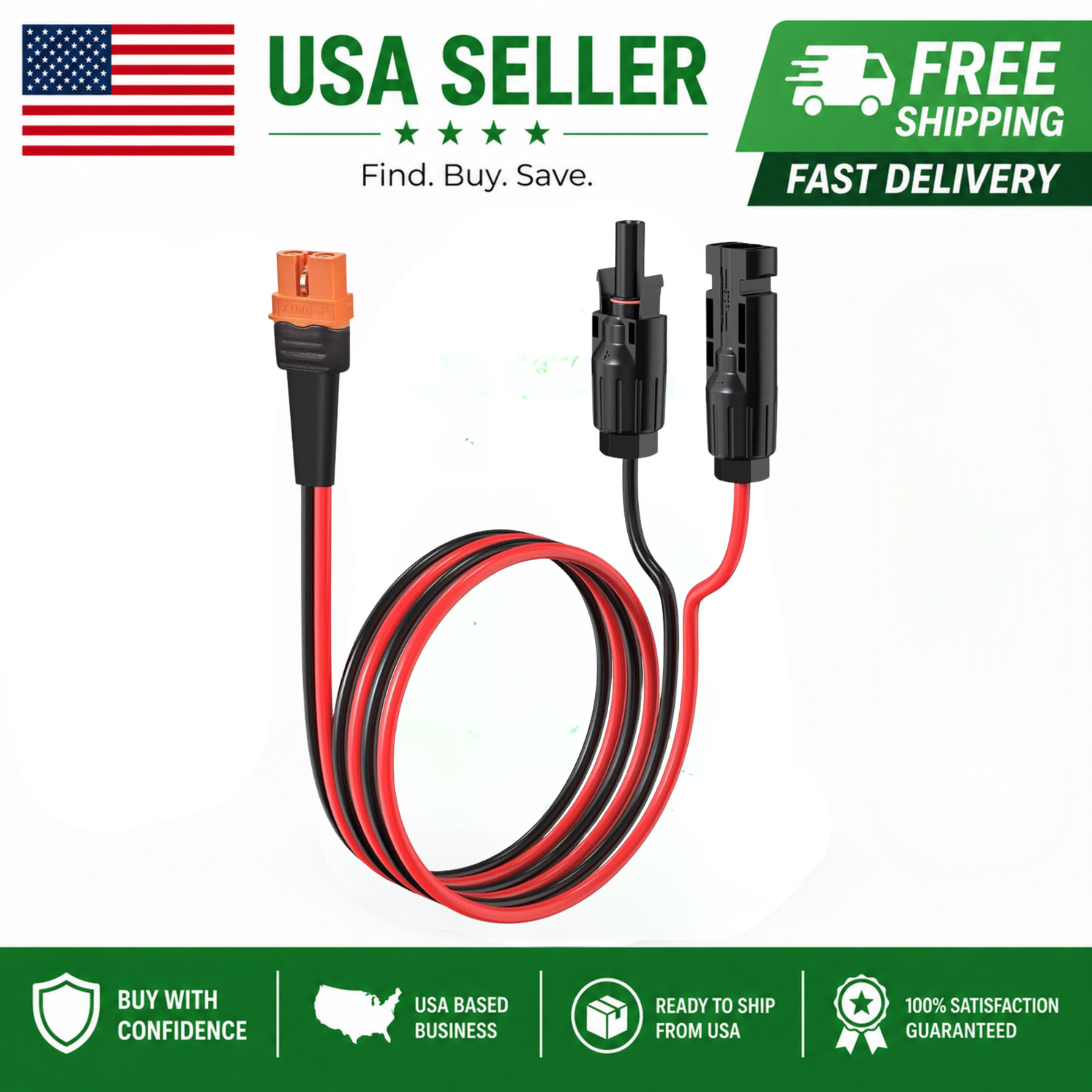 10AWG 2FT Solar to XT60i Cable 2FT Solar Connector to XT60i