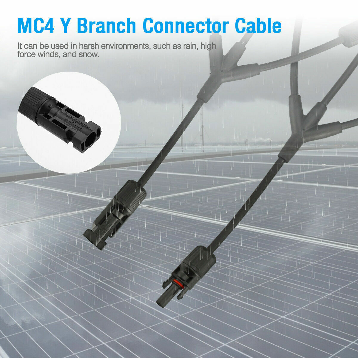 2Pack 30A Solar Panel Y Branch Cable Wire Adapter Connector Extension Waterproof