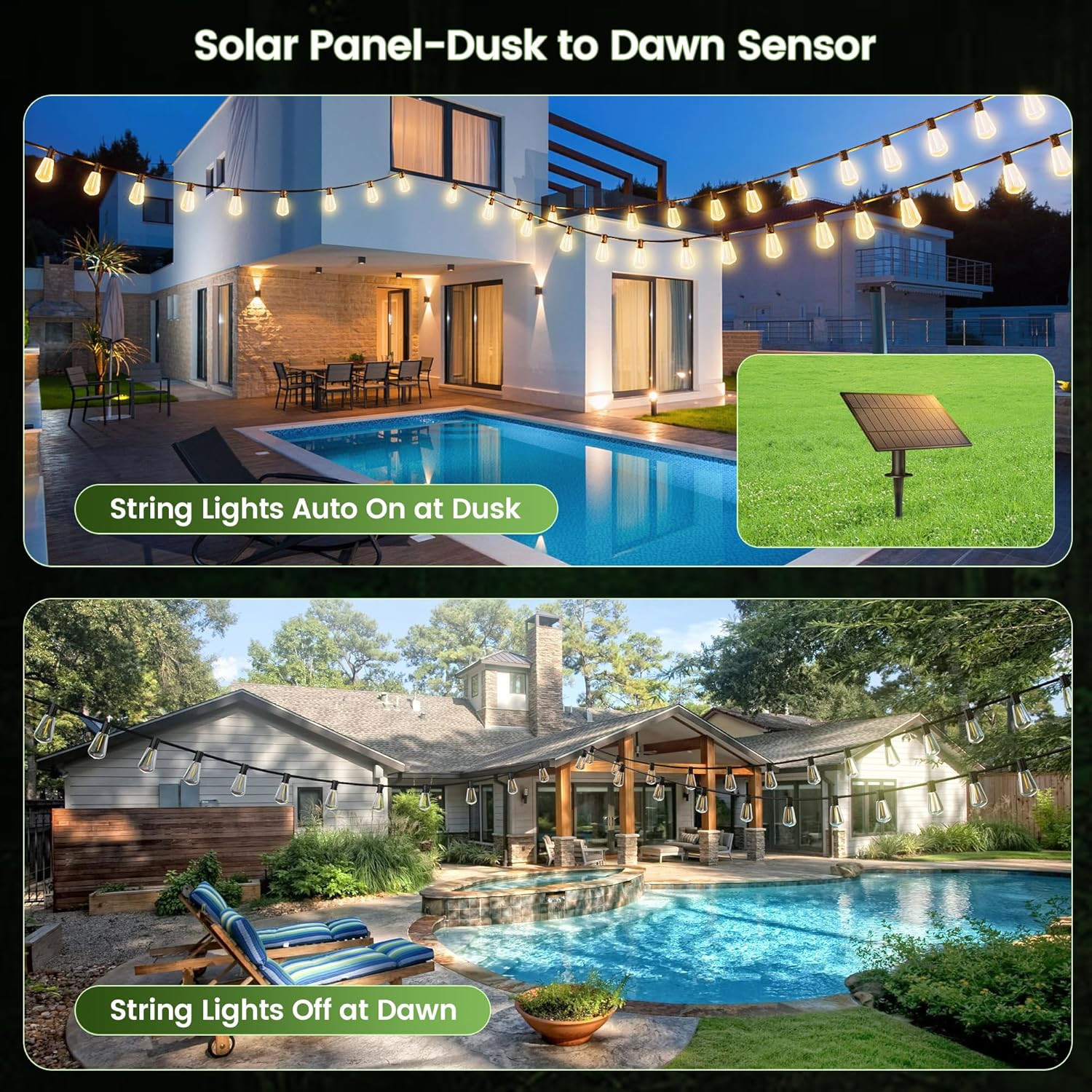 Replacement Solar Panel – Compatible with Solar Powered Outdoor String Lights –