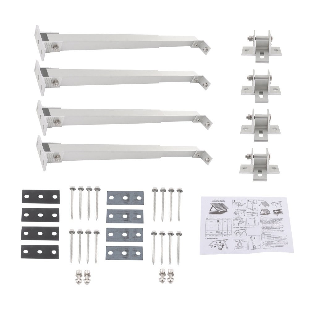 2 Sets Solar Panel Tilt Mount Bracket 14-27IN Aluminum Stand for RV Boat Roof
