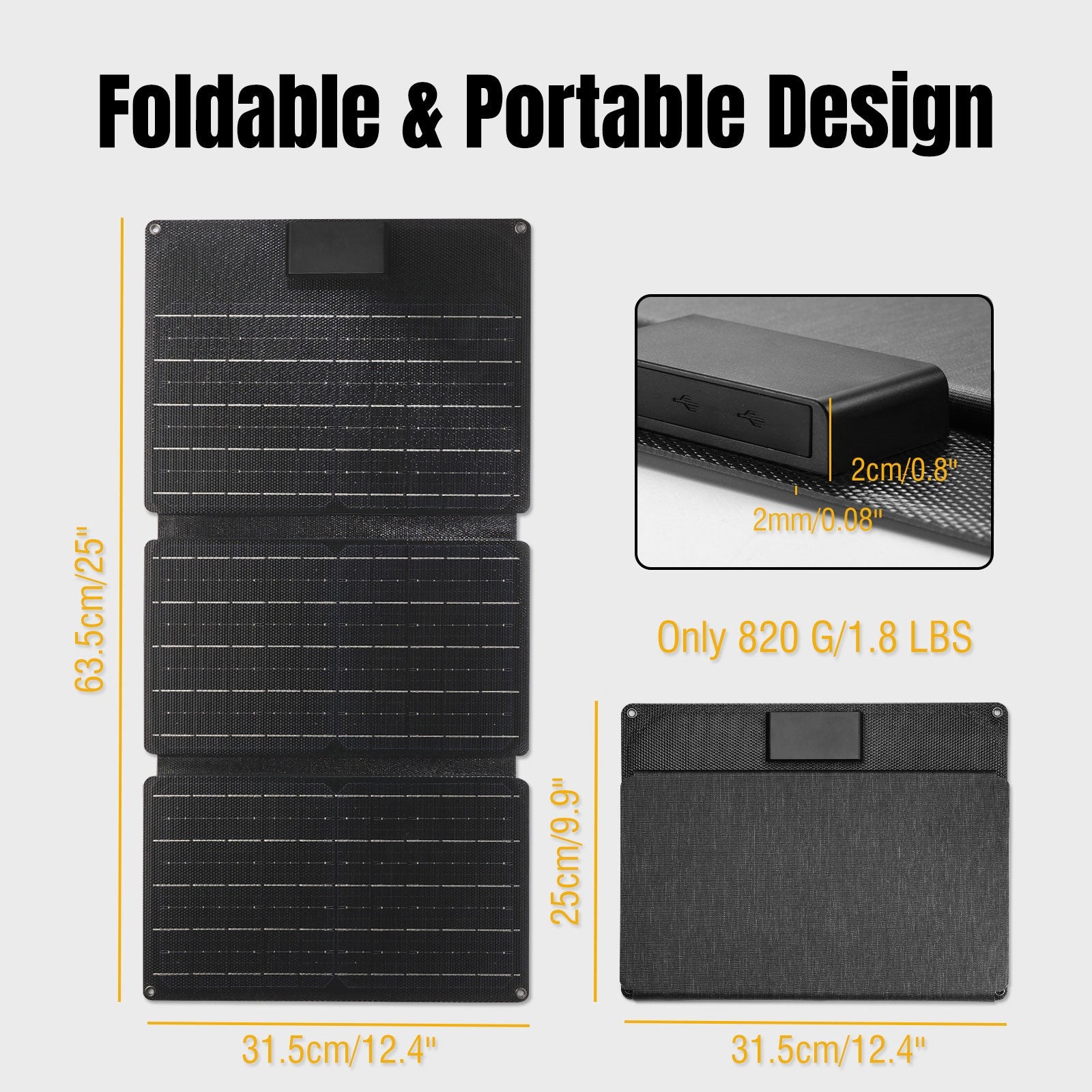 Raddy SP30 Solar Panel, 30W, Portable Foldable Charger, QC3.0 , USB Port Type-C