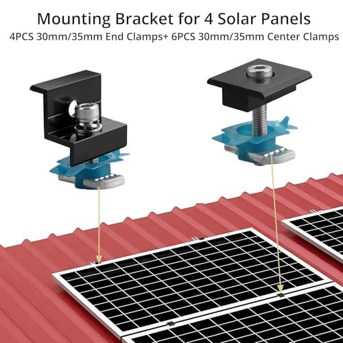 Solar Panel Mounting Brackets for Unistrut 10Pcs Aluminum Black 30/35mm