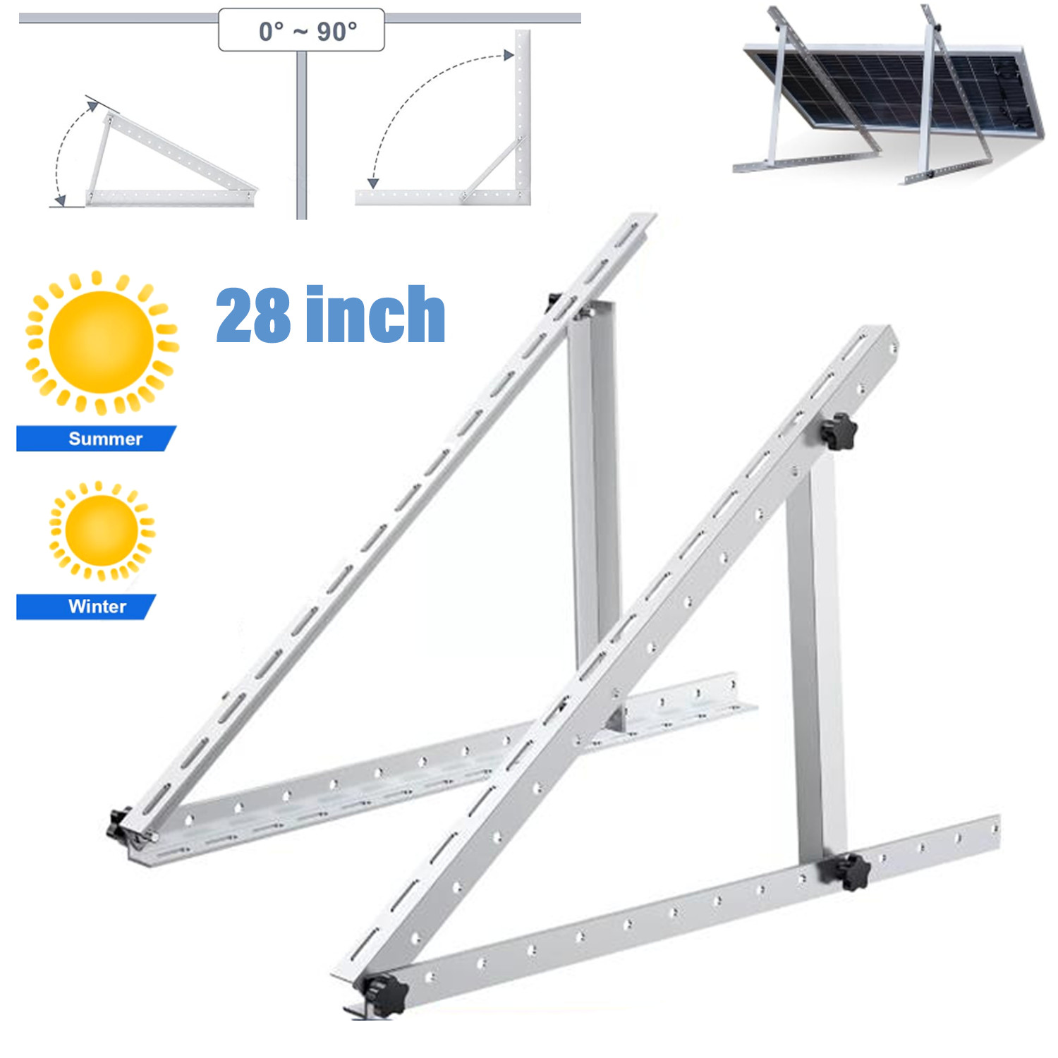 Solar Panel RV Tilt Mount Brackets Kit System Roof Flat Surface Adjustable Frame
