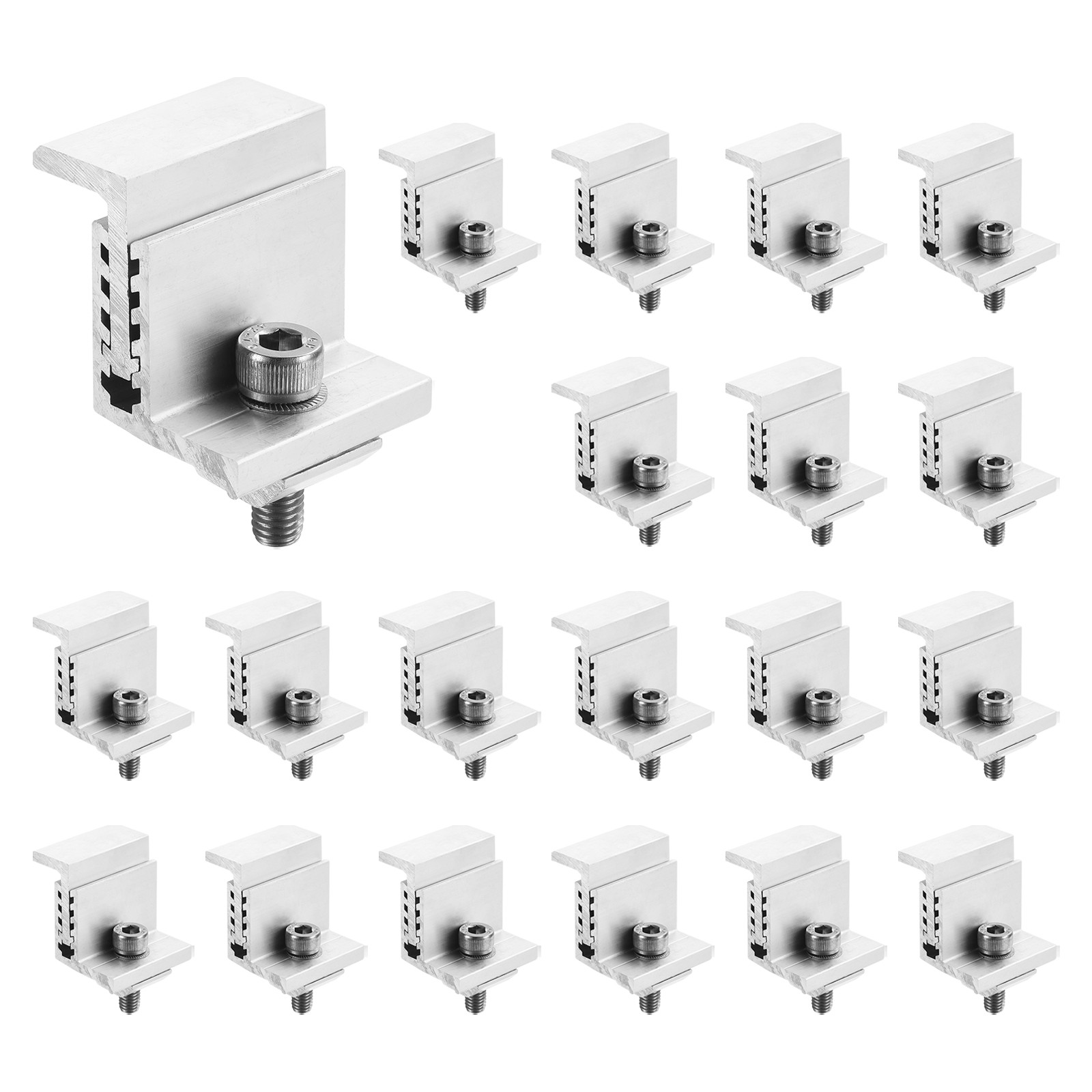 20pcs Solar Panel End Clamp Aluminum Z Brackets for Solar Panel Mounting Bracket