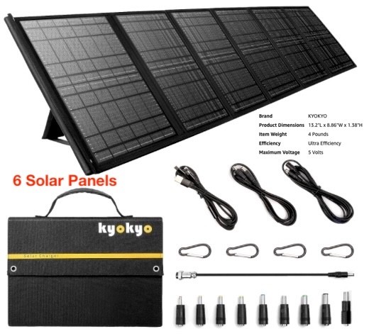 Solar Panel Portable KIT Outdoor, Camping, Hiking, RV- 60W, 5V, USB & 18V KYOKYO