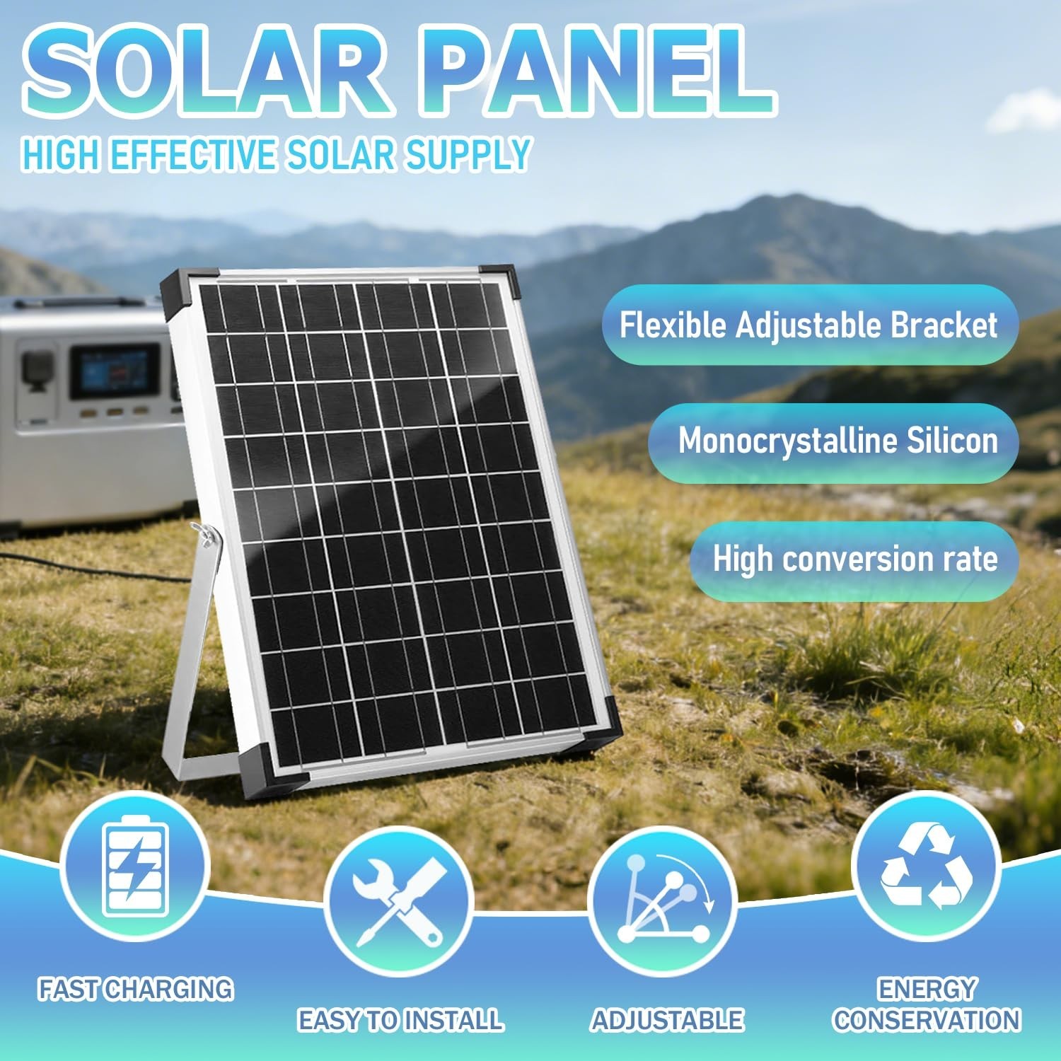 20W 12V Solar Battery Charger Kit | 10A PWM Controller & Adjustable Mount for RV