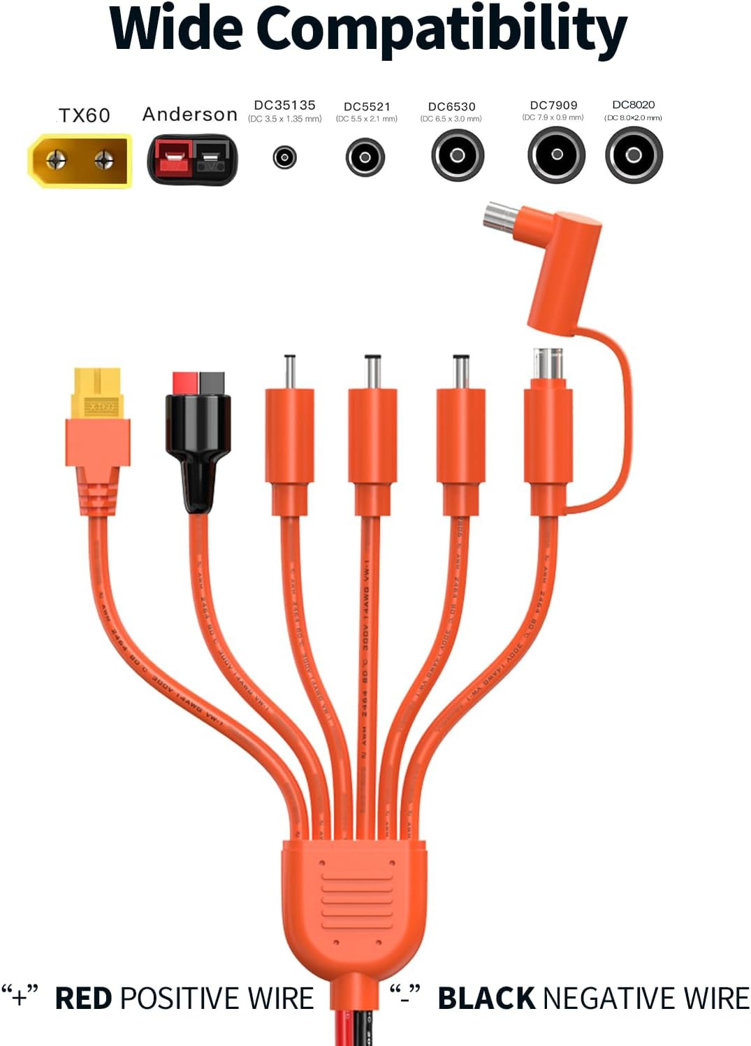 7-In-1 Solar Panel Connector Kit, Universal M-C-4 Cable to DC 8Mm XT60