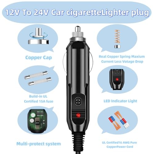 6.8FT Portable12V/24V Car Charger Suitable Compatible Ecoflow Delta/River,