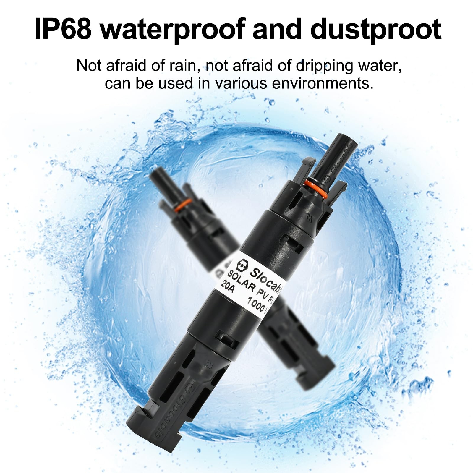 Fuse Holder Connector, 1000VDC IP68 Waterproof 10A in-line Fuse, for Solar Ph…