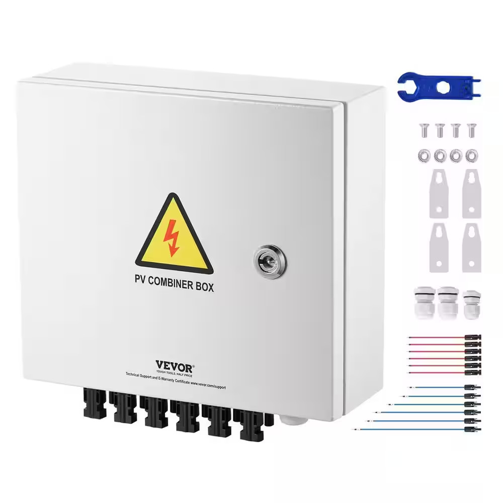 6 String 15 Amp Solar PV Combiner Box Steel Case Wih IP65 Weather Protection for