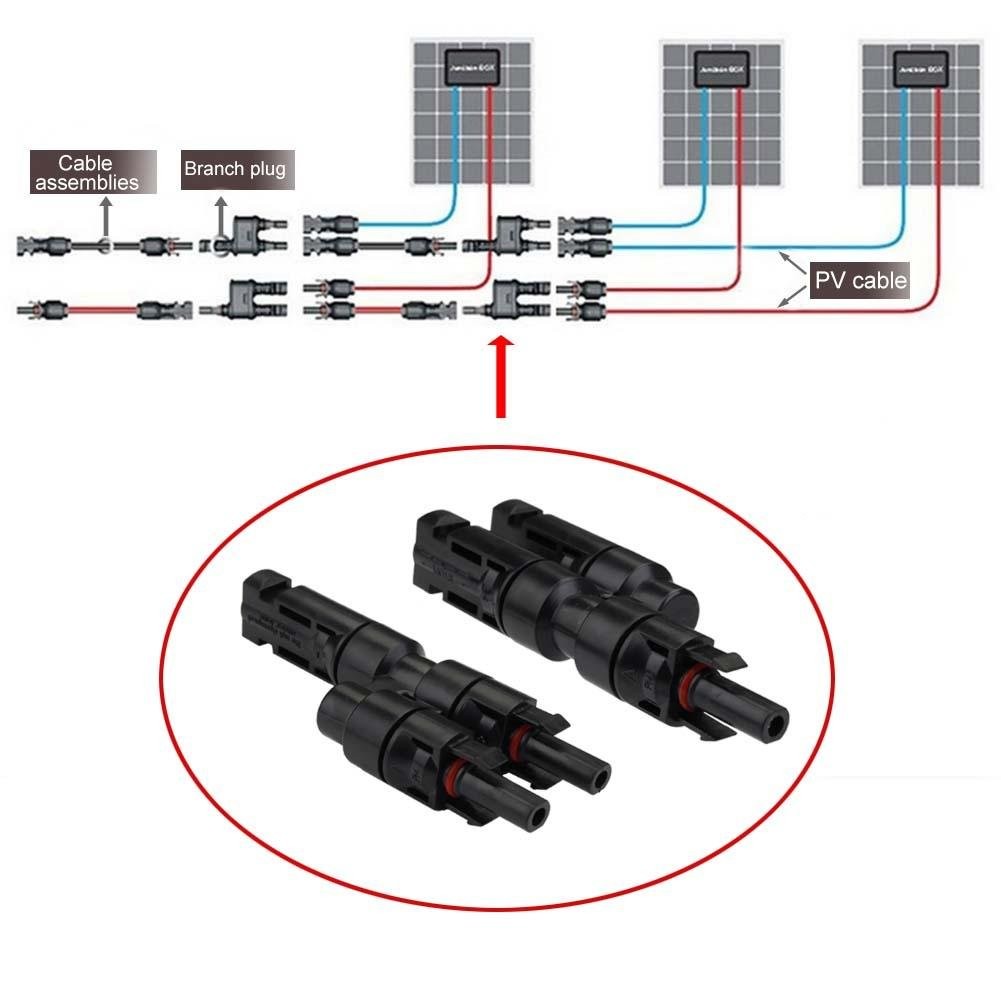 Solar Panel T Y Branch Connector 2 to 1 MMF FFM Splitter Coupler 30A