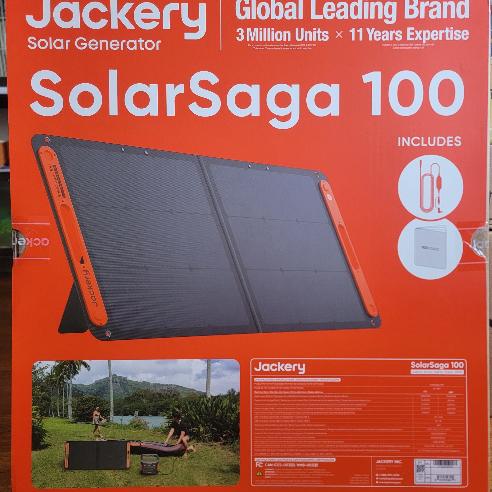 Jackery SolarSaga 100W Bifacial Portable Solar Panel for Explorer 240/300/500/10