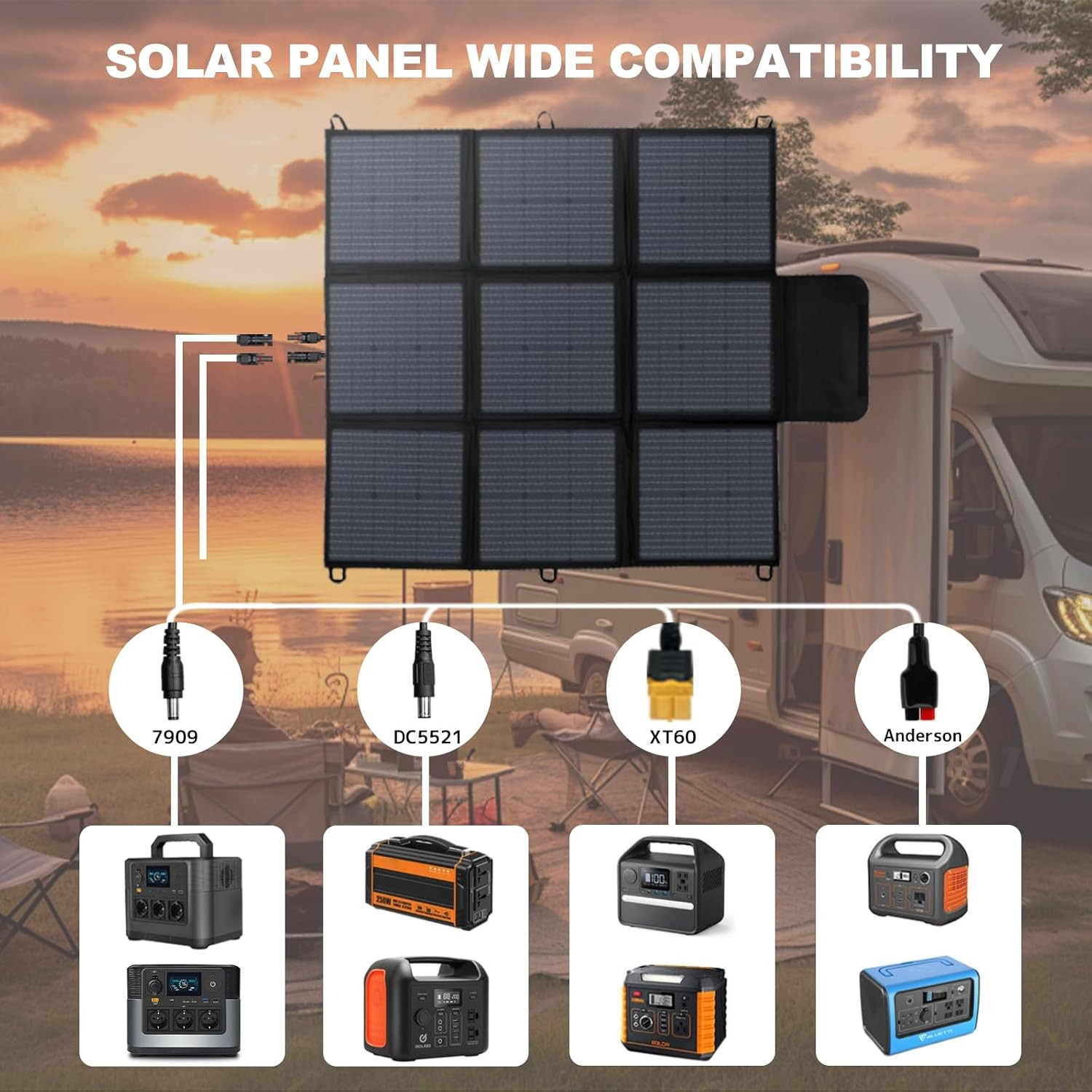 200W Portable Solar Panel, 23% Efficient, Foldable for Camping & Outdoor Use