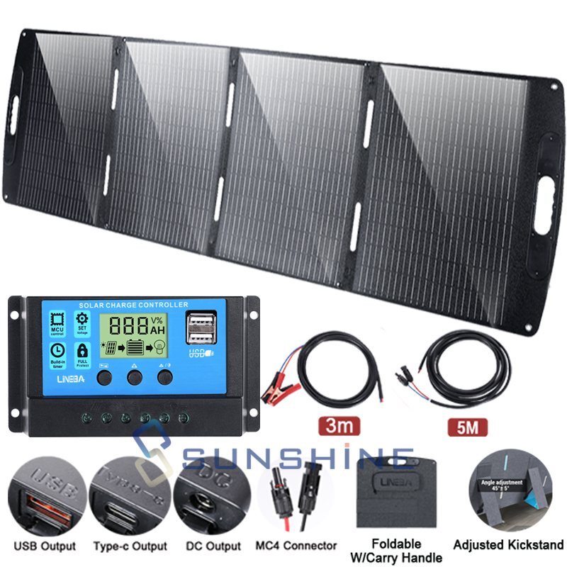 200W 100W Solar Panel 12V Mono Portable High-Efficiency PV for Home/RV/Off-Grid