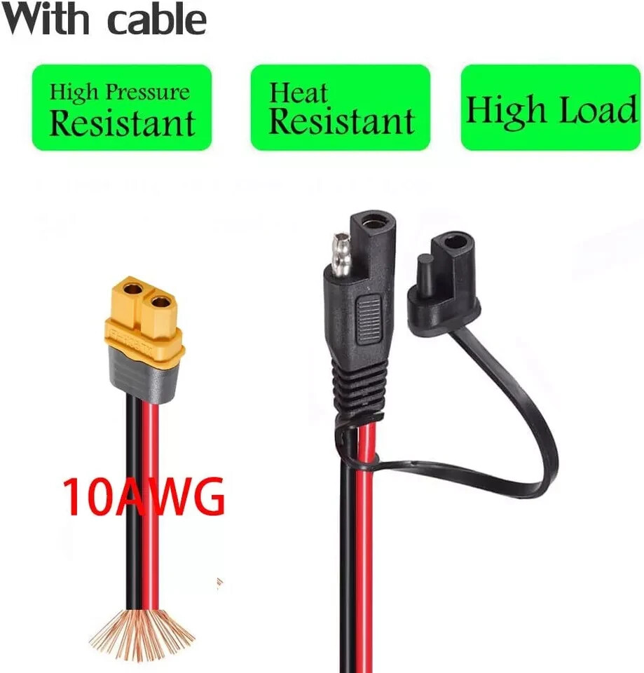 10AWG SAE to XT60 Connector Extension Cablewith 15A Protection Fuse for Safe