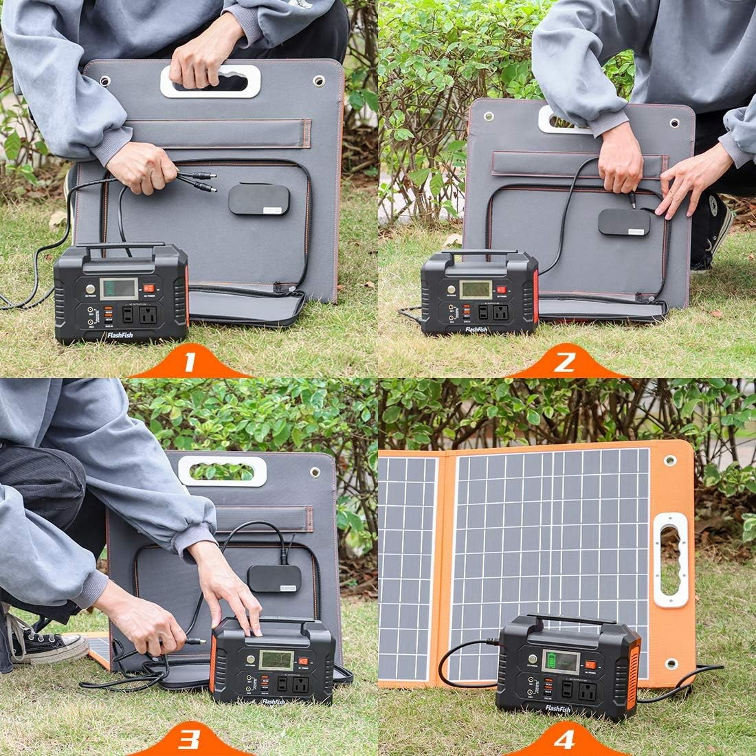 Flashfish 18V/60W Portable Solar Panel Foldable Solar Charger DC Output G8Q8