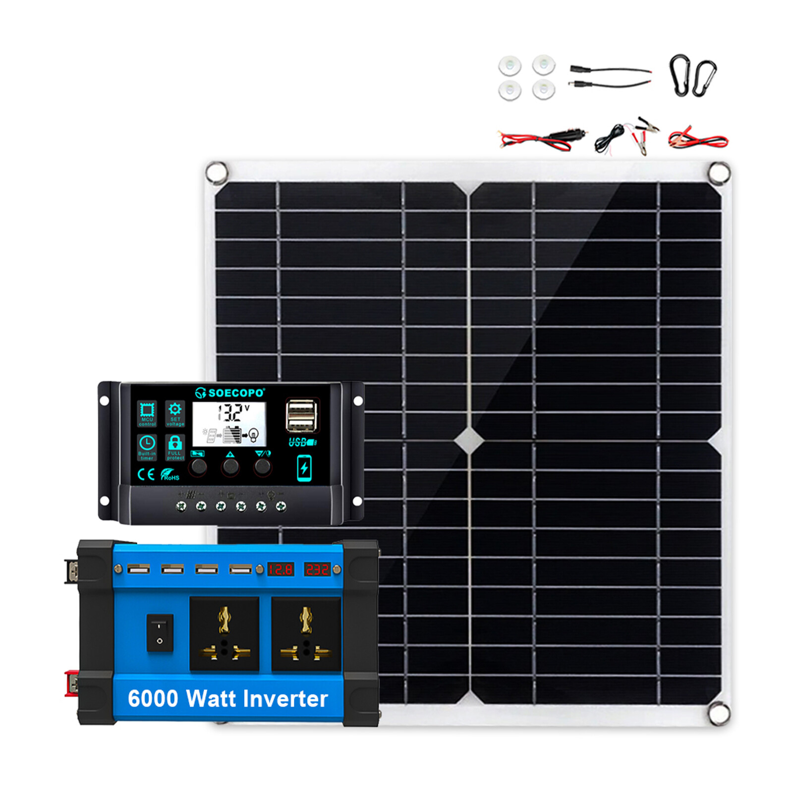 6000W 110V 100A Solar Panel Kit Complete Solar Power Generator Home Grid Syste