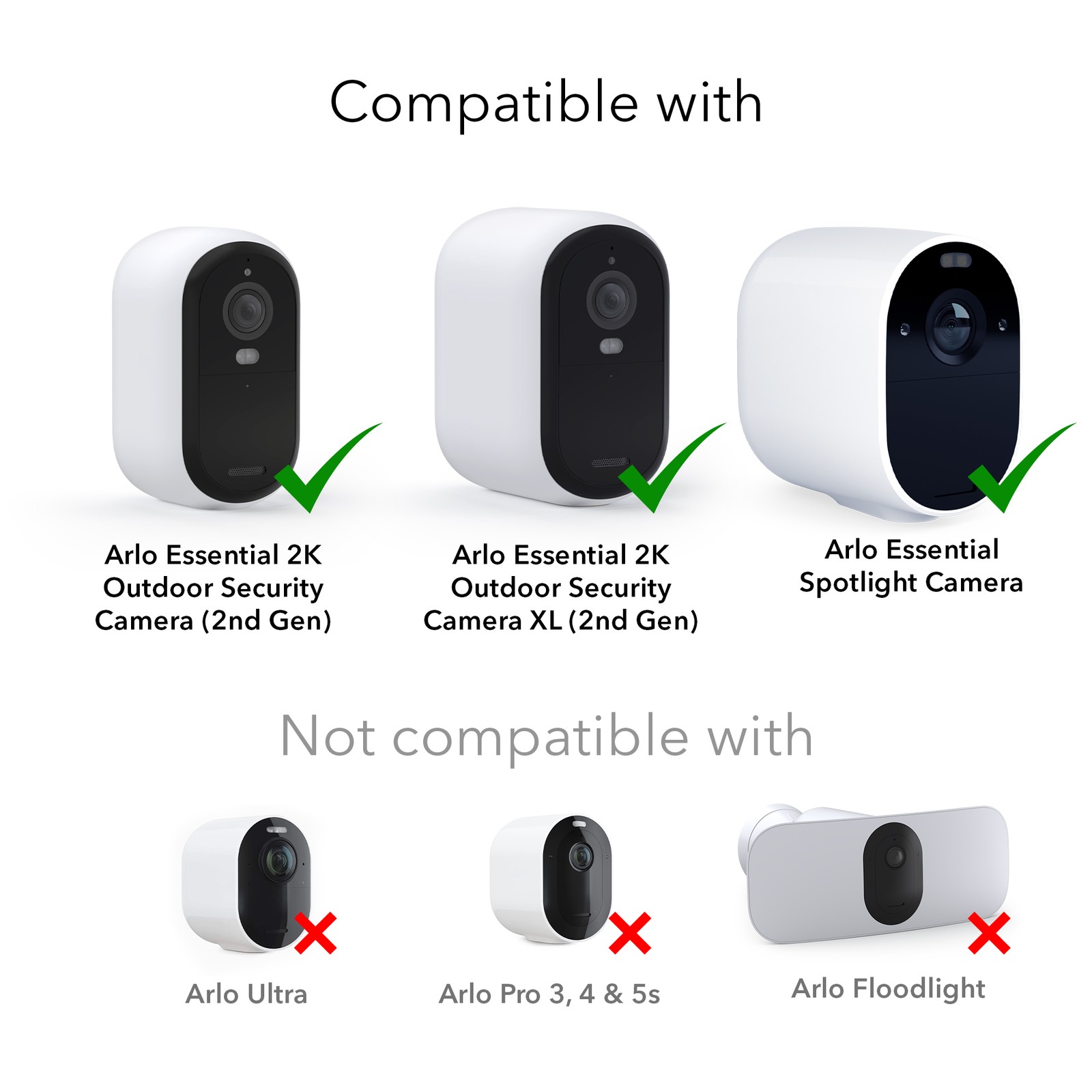 Solar Panel for Arlo Essential 2K / XL (2nd Gen) & Essential Spotlight Camera
