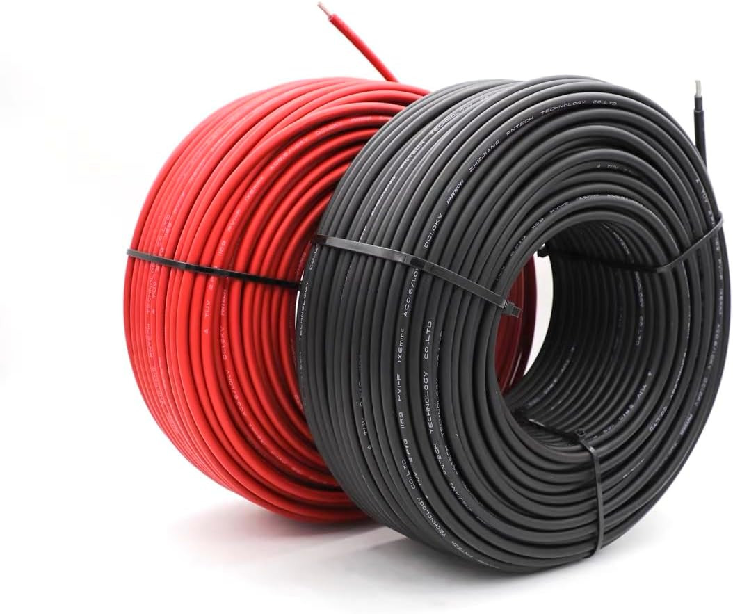 Solar Cable 100Ft 30M 10 Awg Wire, 100FT Black + 100FT Red 10 Gauge Wire Solar E