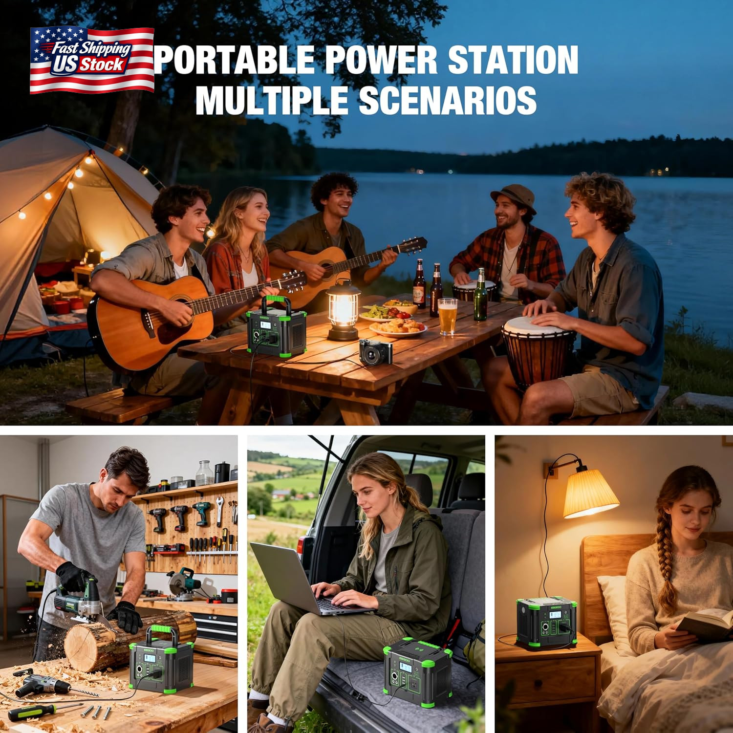 Portable Power Station 330W, GRECELL 288.6Wh Solar Generator with 60W USB-C PD O