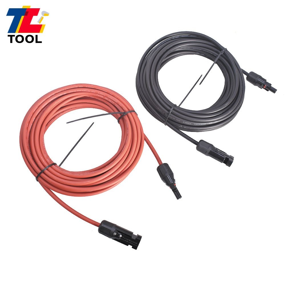 1 Pair 20ft 12AWG Black+Red Solar Panel Extension Cable Wire Connector