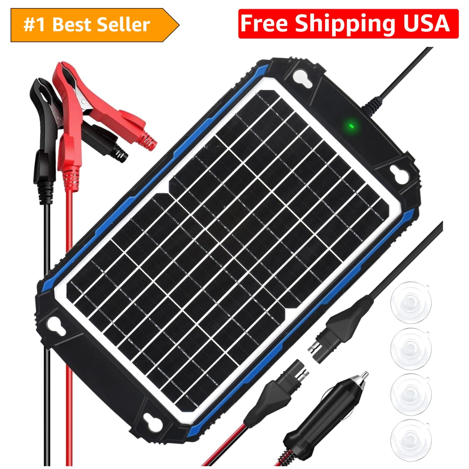 Waterproof 12W 12V Solar Battery Charger & Maintainer Pro, Built-in UltraSmar…