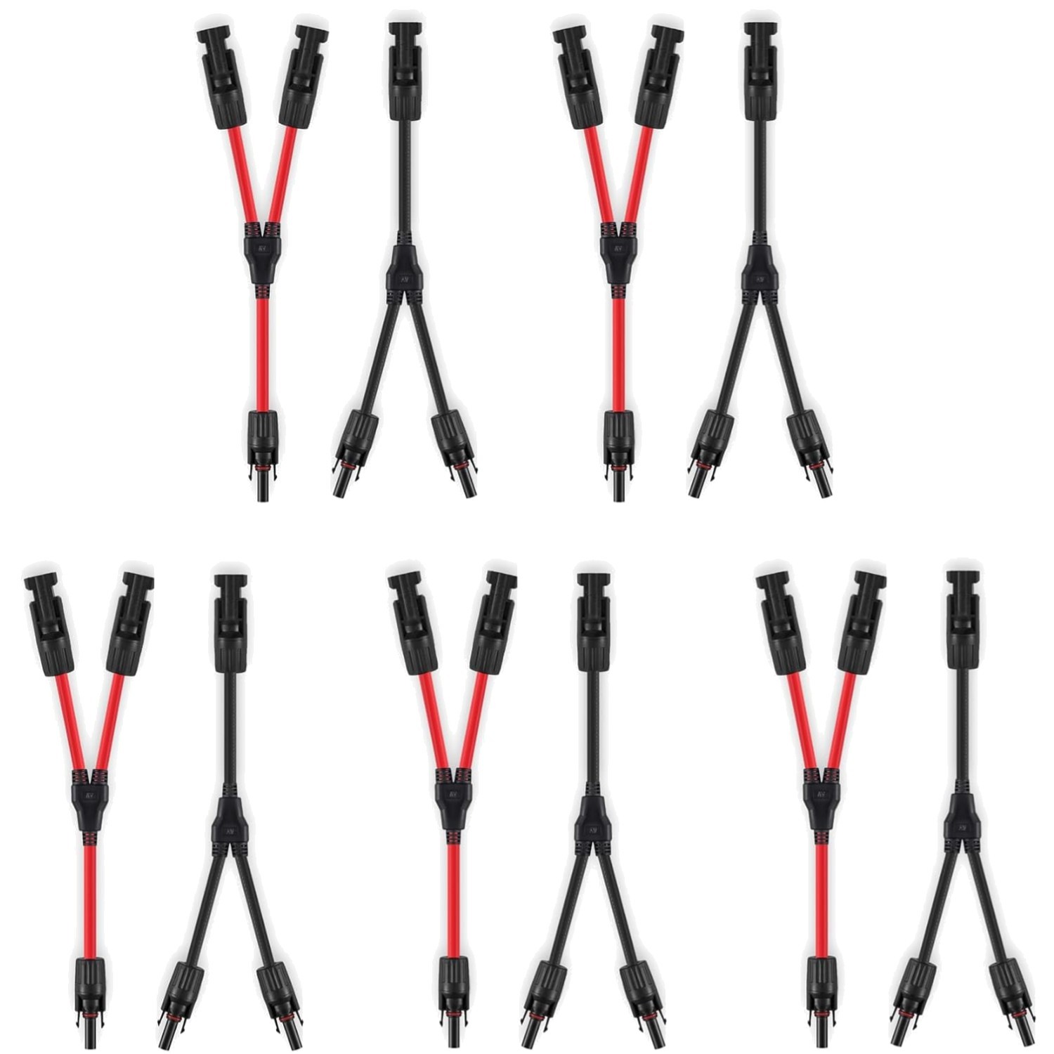 5 Pairs Solar Panel Y Connectors 10AWG Parallel Cable